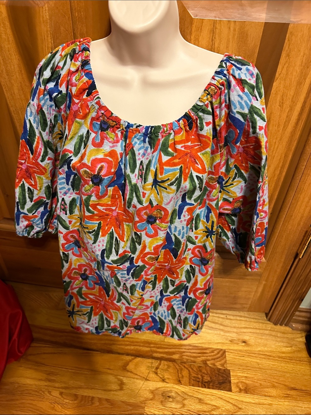 Women's Floral Peasant Blouse - Multicolor